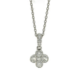 9ct White Gold 0.25ct Diamond Quatrefoil Clover Pendant 18" Necklace