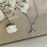 9ct White Gold 0.25ct Diamond Quatrefoil Clover Pendant 18" Necklace