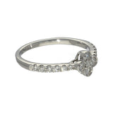 9ct White Gold 0.25ct Diamond Clover Quatrefoil Ring with Diamond Set Shoulders