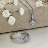 9ct White Gold 0.25ct Diamond Clover Quatrefoil Ring with Diamond Set Shoulders