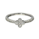 9ct White Gold 0.25ct Diamond Clover Quatrefoil Ring with Diamond Set Shoulders