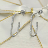 9ct White Gold 0.30ct Diamond Hoop Paperclip Earrings 21mm