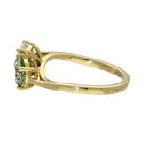 18ct Yellow Gold Laboratory-Grown Green Round & White Emerald Cut Diamond Toi et Moi Ring