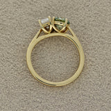 18ct Yellow Gold Laboratory-Grown Green Round & White Emerald Cut Diamond Toi et Moi Ring