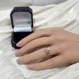 18ct Yellow Gold Laboratory-Grown Green Round & White Emerald Cut Diamond Toi et Moi Ring