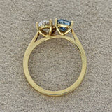18ct Yellow Gold Laboratory-Grown Blue Pear Cut & White Oval Diamond Toi et Moi Ring