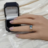 18ct Yellow Gold Laboratory-Grown Blue Pear Cut & White Oval Diamond Toi et Moi Ring