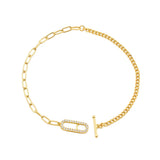 Georgini Alchemy Paperclip and Curb Fob Bracelet Gold Plated Silver IB1242G