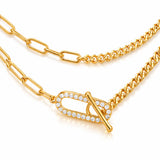 Georgini Alchemy Paperclip Curb Fob Necklace Gold Plated Silver IP1242G