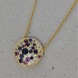 9ct Yellow Gold, Sapphire, Amethyst & Blue Topaz 'Hydrangea' Pendant