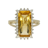 9ct Yellow Gold Large Citrine and 0.53ct Diamond Cocktail Cluster Ring
