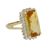 9ct Yellow Gold Large Citrine and 0.53ct Diamond Cocktail Cluster Ring