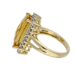 9ct Yellow Gold Large Citrine and 0.53ct Diamond Cocktail Cluster Ring