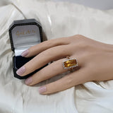 9ct Yellow Gold Large Citrine and 0.53ct Diamond Cocktail Cluster Ring
