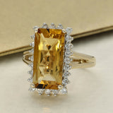 9ct Yellow Gold Large Citrine and 0.53ct Diamond Cocktail Cluster Ring