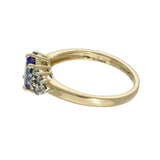 9ct Yellow Gold Oval Tanzanite & 0.27ct Diamond Cluster Ring