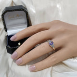9ct Yellow Gold Oval Tanzanite & 0.27ct Diamond Cluster Ring