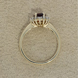 9ct Yellow Gold Oval Garnet and Diamond Halo Ring