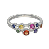 Platinum 0.50ct Rainbow Sapphire 2 Row Bubble Ring