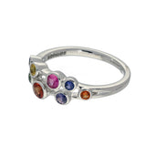 Platinum 0.50ct Rainbow Sapphire 2 Row Bubble Ring