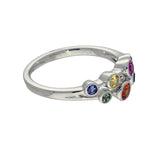 Platinum 0.50ct Rainbow Sapphire 2 Row Bubble Ring
