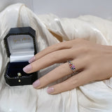 Platinum 0.50ct Rainbow Sapphire 2 Row Bubble Ring
