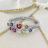 Platinum 0.50ct Rainbow Sapphire 2 Row Bubble Ring