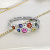 Platinum 0.50ct Rainbow Sapphire 2 Row Bubble Ring