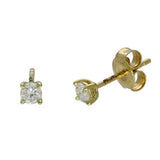 9ct Yellow Gold Claw Set 0.30ct Round Laboratory-Grown Diamond Stud Earrings