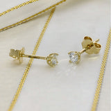 9ct Yellow Gold Claw Set 0.22ct Round Laboratory-Grown Diamond Stud Earrings