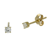 9ct Yellow Gold Claw Set 0.22ct Round Laboratory-Grown Diamond Stud Earrings