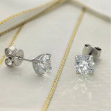 9ct White Gold Claw Set Round 2ct Laboratory-Grown Diamond Stud Earrings D/VVS2