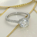Platinum Laboratory-Grown 2ct Round Diamond Shoulders Solitaire Ring