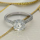Platinum Laboratory-Grown 2ct Round Diamond Shoulders Solitaire Ring