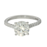 Platinum Laboratory-Grown 2ct Round Diamond Shoulders Solitaire Ring