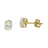 9ct Yellow Gold Claw Set 1.50ct Oval Cut Laboratory-Grown Diamond Stud 4 Claw Earrings