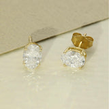 9ct Yellow Gold Claw Set 1.50ct Oval Cut Laboratory-Grown Diamond Stud 4 Claw Earrings