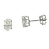 9ct White Gold Claw Set 1.50ct Oval Cut Laboratory-Grown Diamond Stud 4 Claw Earrings