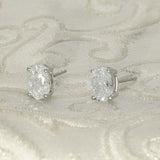9ct White Gold Claw Set 2ct Oval Cut Laboratory-Grown Diamond Stud 4 Claw Earrings