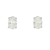 9ct White Gold Claw Set 2ct Oval Cut Laboratory-Grown Diamond Stud 4 Claw Earrings