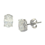 9ct White Gold Claw Set 2ct Oval Cut Laboratory-Grown Diamond Stud 4 Claw Earrings