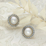 Pre-loved Large Mabe Pearl Diamond, Silver & Gold Earrings