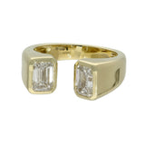 9ct Yellow Gold 2 Stone Emerald Cut Laboratory-Grown Diamond Open End Ring, 2ct Total