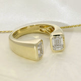 9ct Yellow Gold 2 Stone Emerald Cut Laboratory-Grown Diamond Open End Ring, 2ct Total