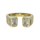 9ct Yellow Gold 2 Stone Emerald Cut Laboratory-Grown Diamond Open End Ring, 2ct Total