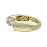 9ct Yellow Gold 2 Stone Bezel Set Round Cut Laboratory-Grown Diamond Open End Ring, 2ct Total