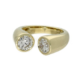 9ct Yellow Gold 2 Stone Bezel Set Round Cut Laboratory-Grown Diamond Open End Ring, 2ct Total