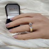 9ct Yellow Gold 2 Stone Bezel Set Round Cut Laboratory-Grown Diamond Open End Ring, 2ct Total