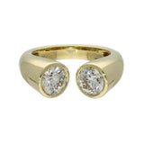 9ct Yellow Gold 2 Stone Bezel Set Round Cut Laboratory-Grown Diamond Open End Ring, 2ct Total