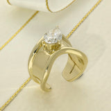 9ct Yellow Gold 2ct Pear Cut Laboratory-Grown Diamond Large Wave Cuff Open End Statement Ring